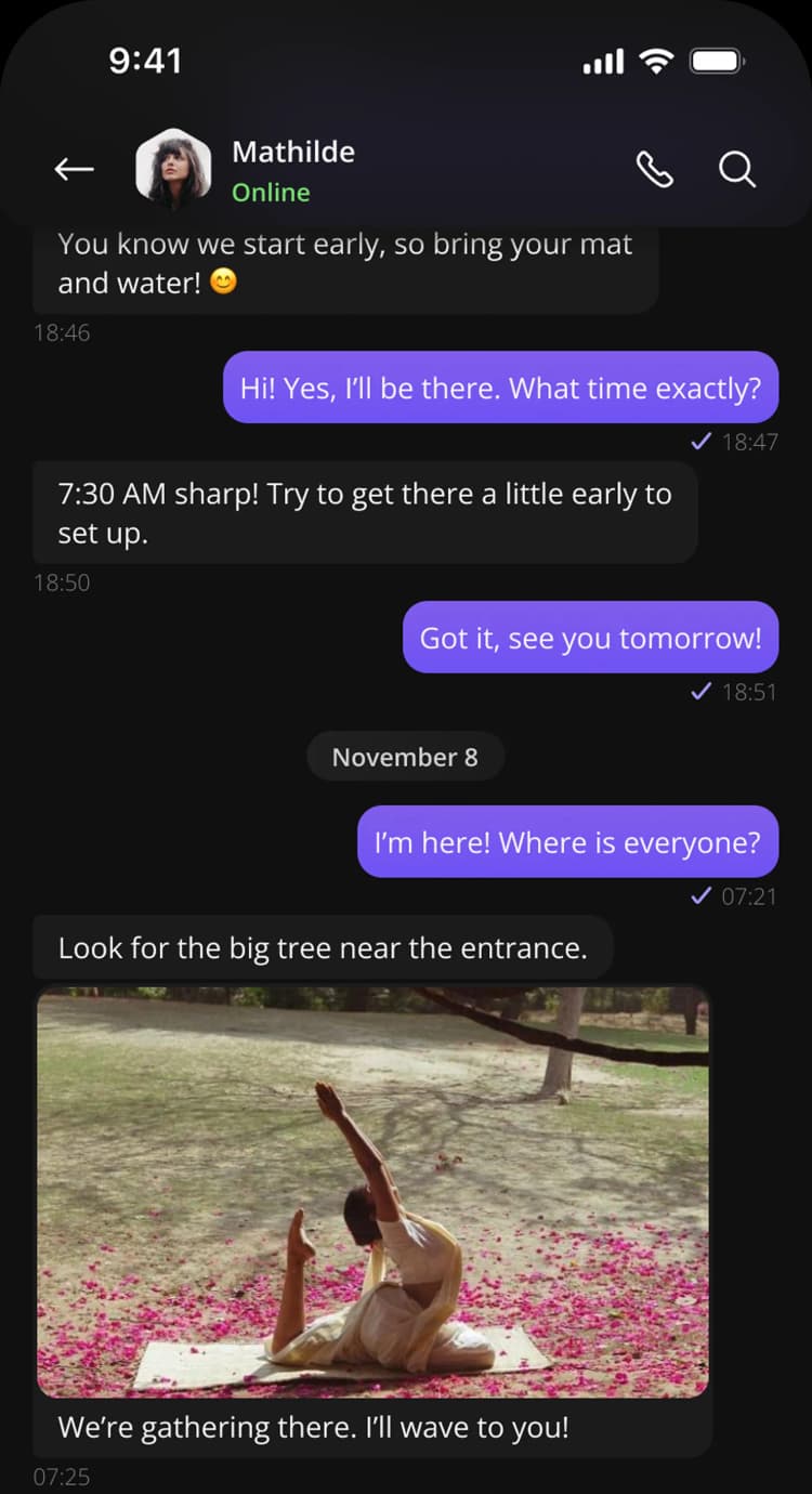 Chat interface desktop view