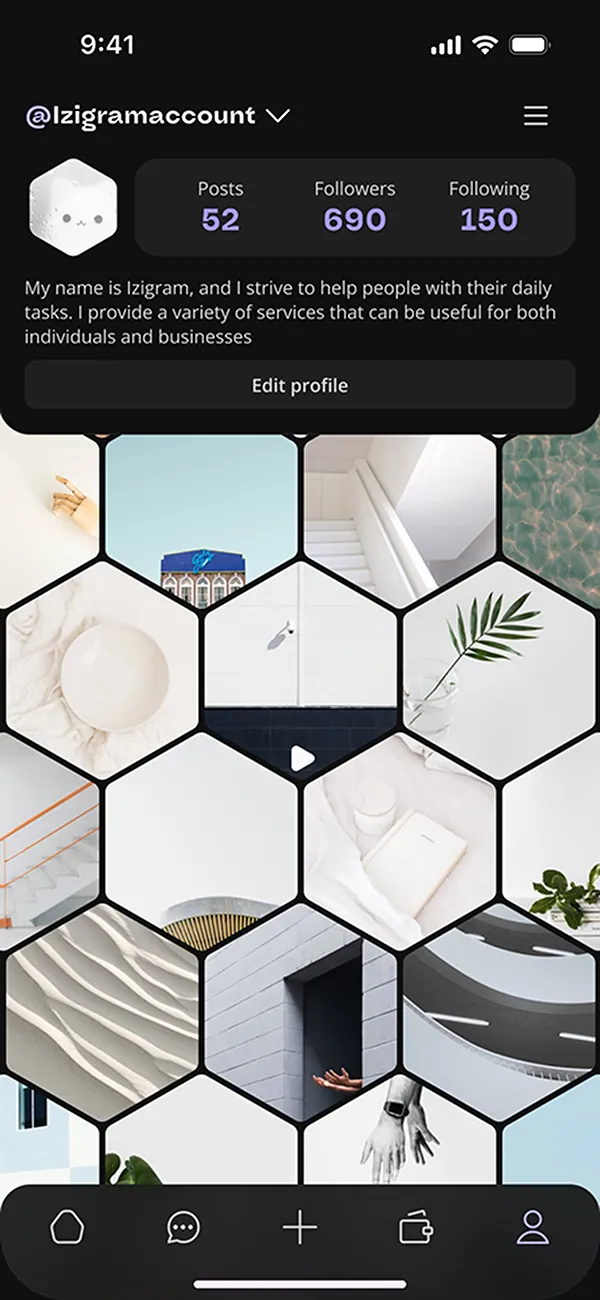IZIGRAM hexagonal interface
